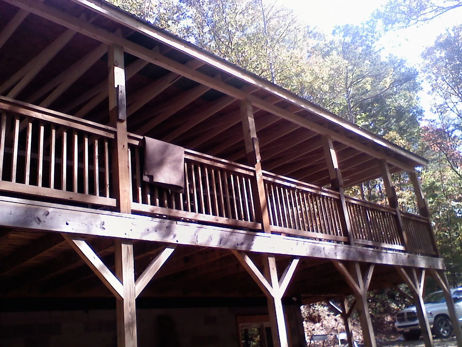 Timber framing under a new elevated porch and deck — Roof Leak Repair in Egg Harbor City by Roofing Brothers